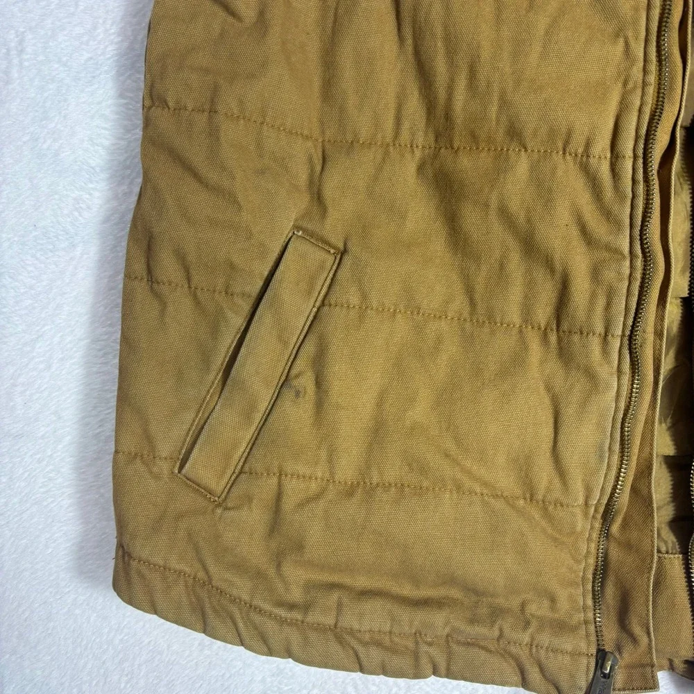 Wrangler Workwear Quilted Vest Men Large Brown Good Canvas Duck Zip Up 0043